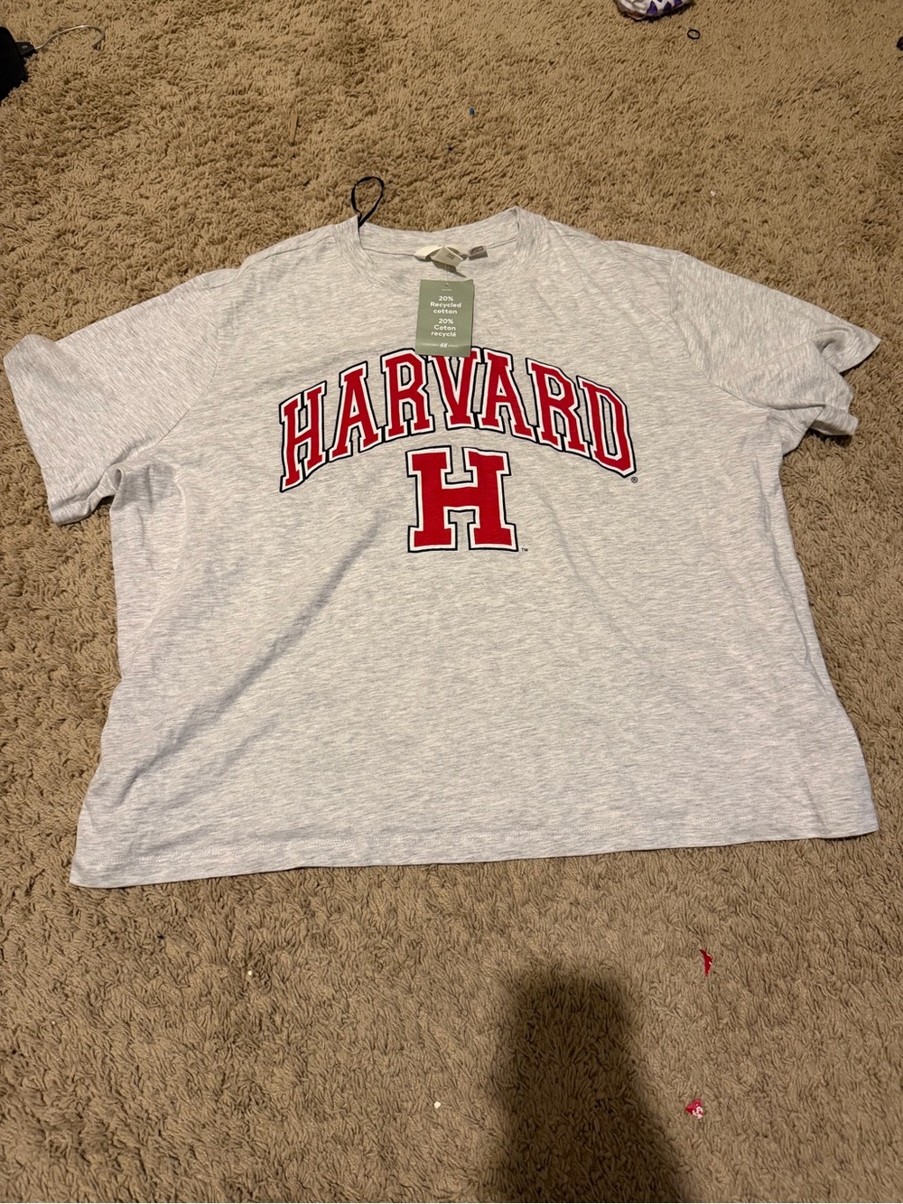 H&M Light Gray Tee with Red Harvard Logo